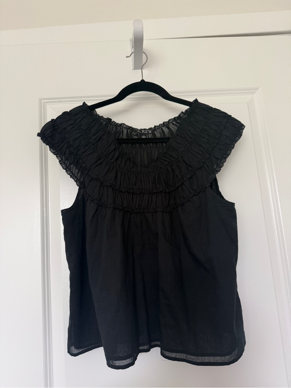 J. Crew Black Ruffled Yoke Sleeveless Camisole